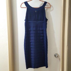dark blue bandage bodycon dress